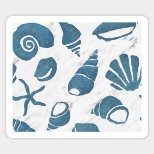 Azure South pacific sea shells - white marble Sticker